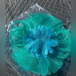 Green Teal Floral Headband Hair Clip - Stylish Women’s Accessory